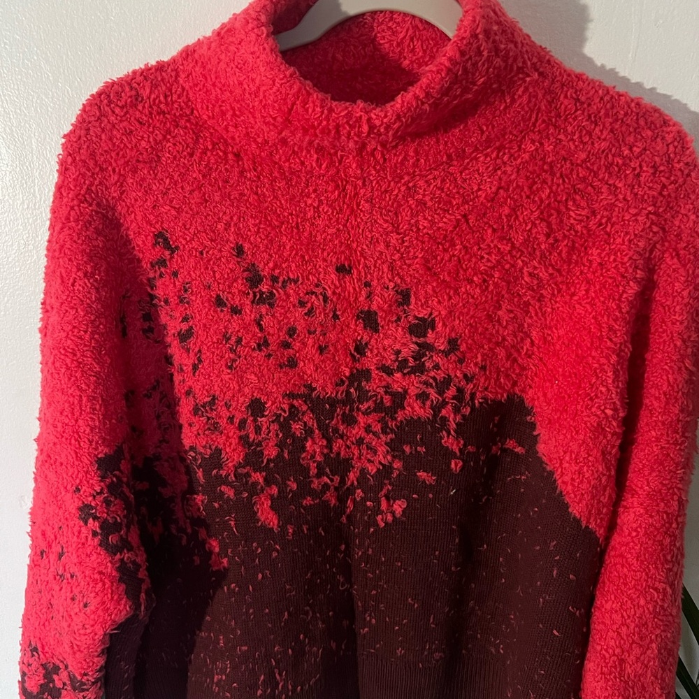 lululemon athletica Red and Black Cowl Neck Sweater